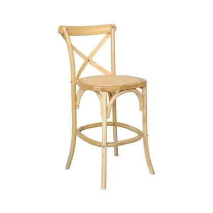 sweeek - Vintage rubberhouten bistro barkruk met voetensteun