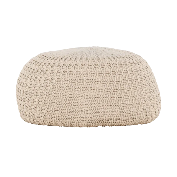 Sylvie gevlochten ronde poef beige - Ø 45 cm