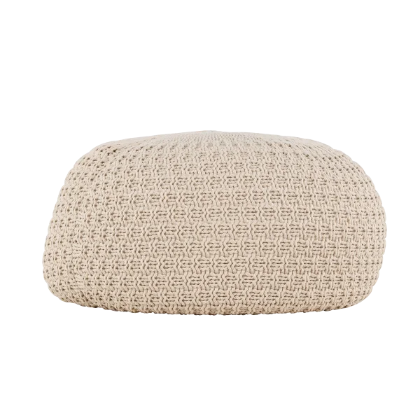 Sylvie gevlochten ronde poef beige - Ø 60 cm