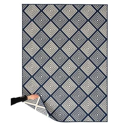 Tapeso Buitenkleed ruit - Flip Gem donkerblauw - 200x280 cm