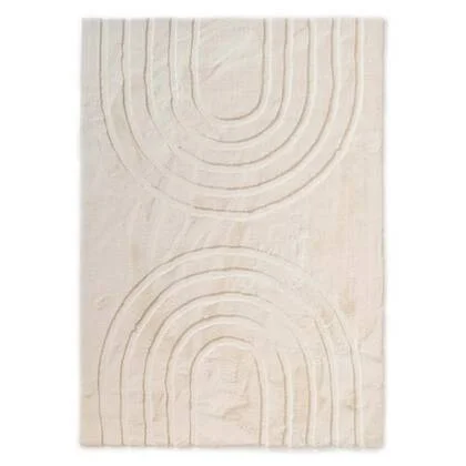 Tapeso Fluffy vloerkleed - Carvy crème - 160x230 cm