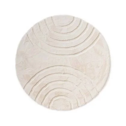 Tapeso Fluffy vloerkleed rond - Carvy crème - 200 cm