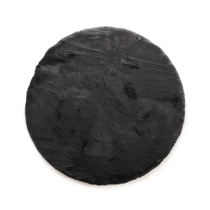 Tapeso Fluffy vloerkleed rond - Comfy Deluxe donkergrijs - 200 cm