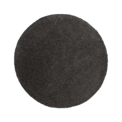 Tapeso Hoogpolig vloerkleed shaggy Trend effen rond - grijs - 300 cm