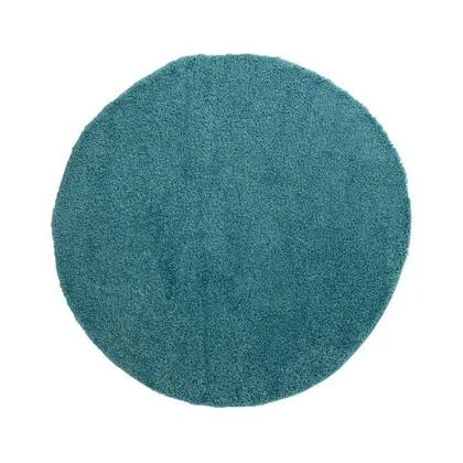 Tapeso Hoogpolig vloerkleed shaggy Trend effen rond - turquoise - 300