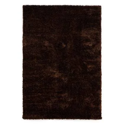 Tapeso Hoogpolig vloerkleed velvet - Posh donkerbruin - 200x300 cm
