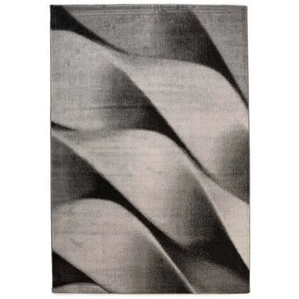 Tapeso Modern vloerkleed - Canvas zwart|grijs - 280x370 cm