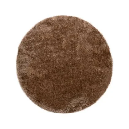 Tapeso Rond hoogpolig vloerkleed velvet - Posh bruin - 200 cm