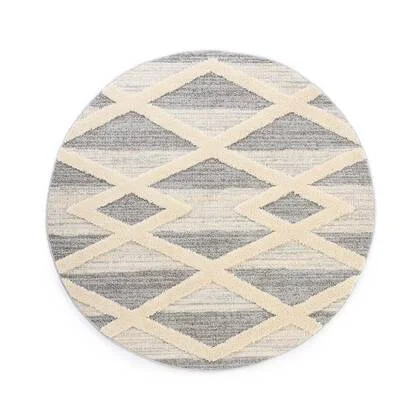 Tapeso Rond vloerkleed Scandinavisch - Fjord Farger grijs|crème - 200