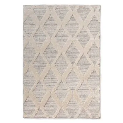 Tapeso Scandinavisch vloerkleed - Fjord Dvale grijs|crème - 240x340 cm