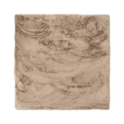 Tapeso Vierkant hoogpolig vloerkleed - Comfy plus - taupe - 200x200 cm