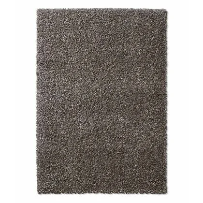 Tapeso Vierkant hoogpolig vloerkleed effen Classic - donkergrijs -