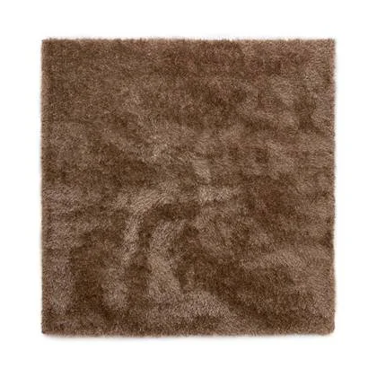 Tapeso Vierkant hoogpolig vloerkleed velvet - Posh bruin - 200x200 cm