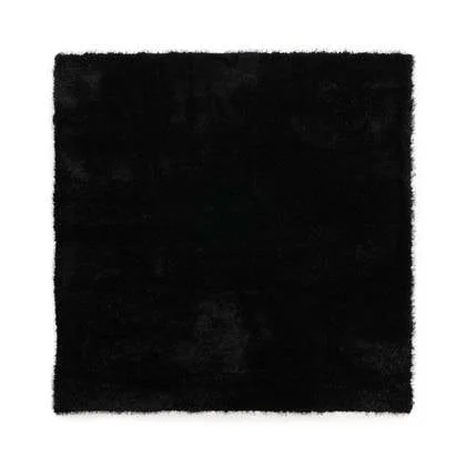 Tapeso Vierkant hoogpolig vloerkleed velvet - Posh zwart - 280x280 cm
