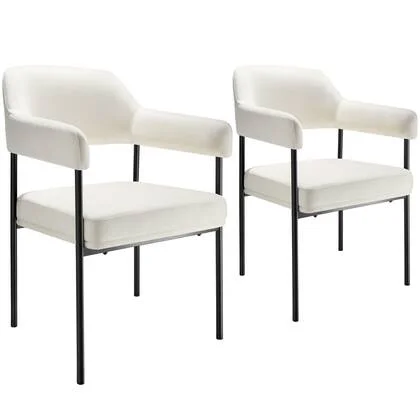 tectake® Eetkamerstoel Doé, gestoffeerd, stalen poten - Set van 2