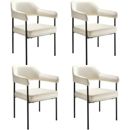 tectake® Eetkamerstoel Doé, gestoffeerd, stalen poten - Set van 4