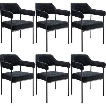 tectake® Eetkamerstoel Doé, gestoffeerd, stalen poten - Set van 6