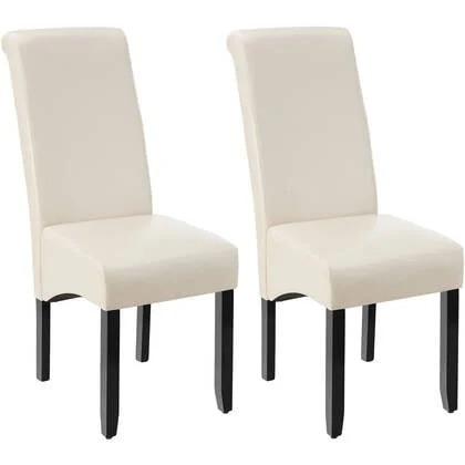 tectake® Eetkamerstoel, ergonomisch, massief hardhout - Set van 2