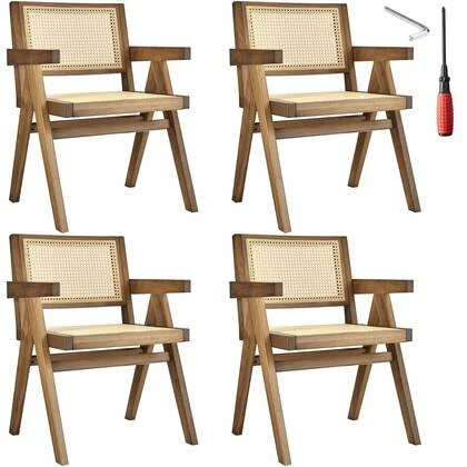 tectake® Eetkamerstoel Lizzy met Weens vlechtwerk in boho-stijl