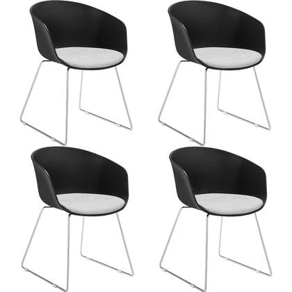 tectake® Kunststof eetkamerstoel Logart, gestoffeerd - Set van 4