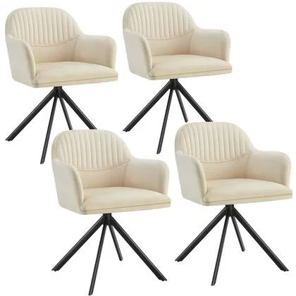 tectake® Lona fluwelen draaistoel met dikke vulling - Set van 4