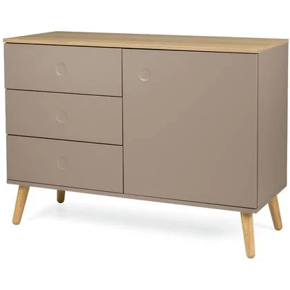 Tenzo Dot Dressoir 1-Deur en 3-Lades Taupe|Eiken