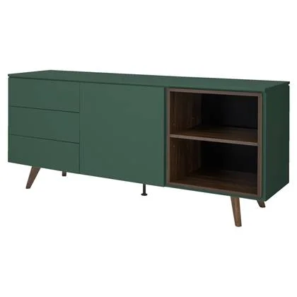 Tenzo Plain Dressoir 1-Deur en 3-Lades Groen|Walnoot