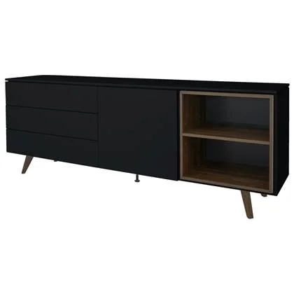 Tenzo Plain Dressoir Groot 210 cm Zwart | Walnoot