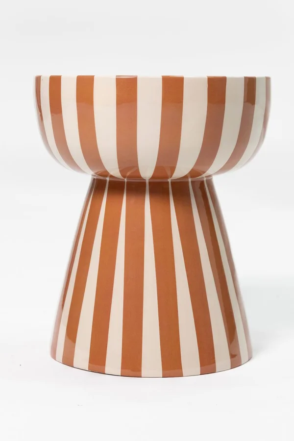 Terracotta gestreepte mushroom bijzettafel