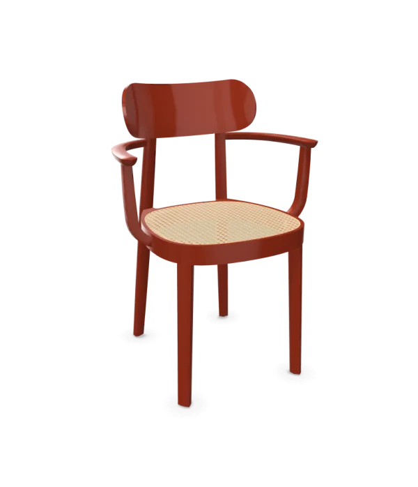 Thonet 118 F Armleunstoel - Hoogglans lak donkerrood