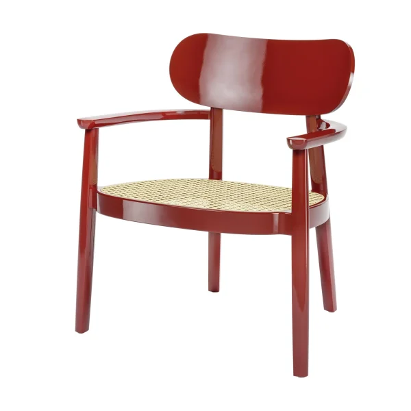 Thonet 119 F Houten fauteuil met armleuningen - Hoogglans lak donkerrood