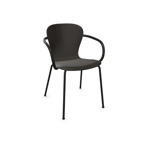 Thonet S 220 F Stalen buisstoel mit Armlehnen - Eiken Zwart (TP 29) gebeitst - diepzwart