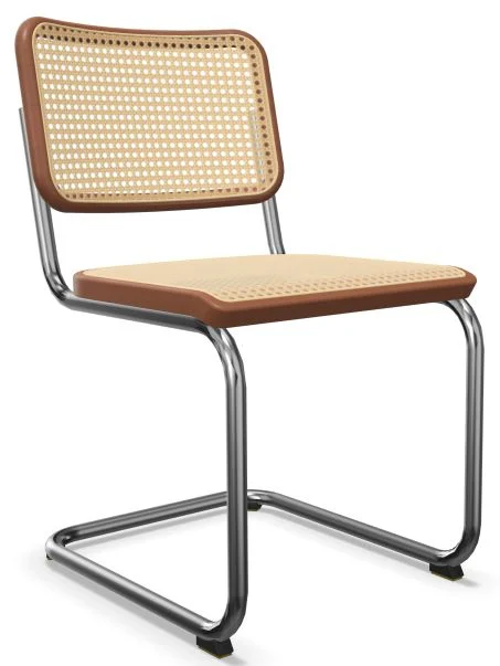 Thonet S 32 V Stoel - Beuken kersen (TP 44) - kunststofglijder zwart met vilt