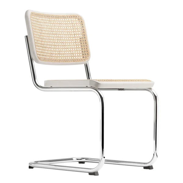 Thonet S 32 V Stoel - Beuken wit (TP 200) gelakt  - kunststofglijder zwart met vilt