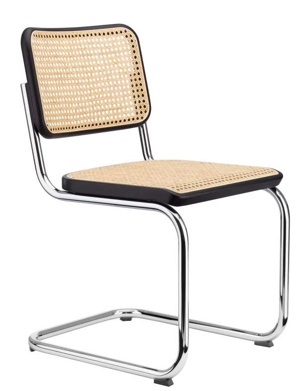 Thonet S 32 V Stoel - kunststofglijder zwart met vilt - Beuken zwart (TP 29) gebeitst