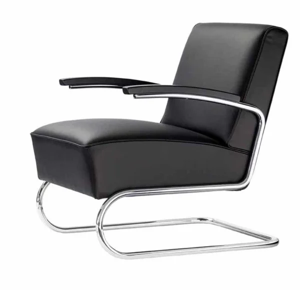 Thonet S 411 - Leer zwart