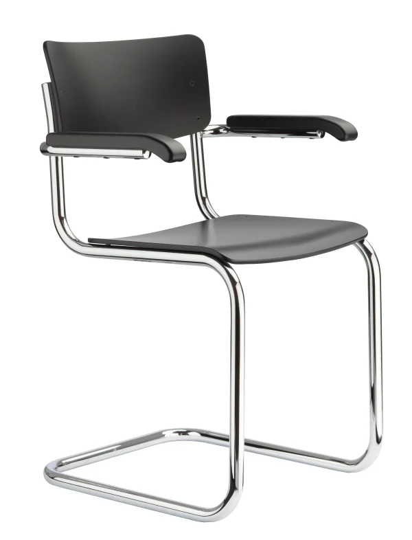 Thonet S 43 F Armleunstoel - Beuken zwart (TP 29) gebeitst - zonder glijders