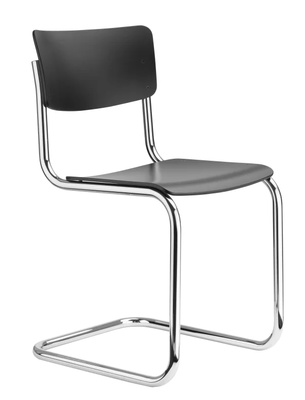 Thonet S 43 Stoel - kunststofglijder zwart met vilt - Beuken zwart (TP 29) gebeitst