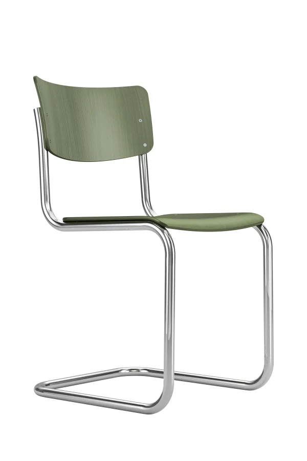 Thonet S 43 Stoel - zonder glijders - Beuken olijfgroen (RAL 6003)