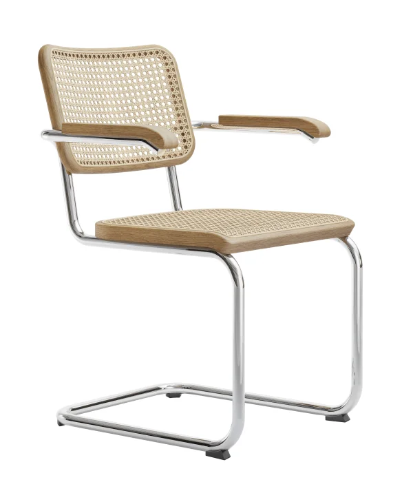 Thonet S 64 V Stoel Pure Materials - eiken helder gelakt - kunststofglijder zwart met vilt