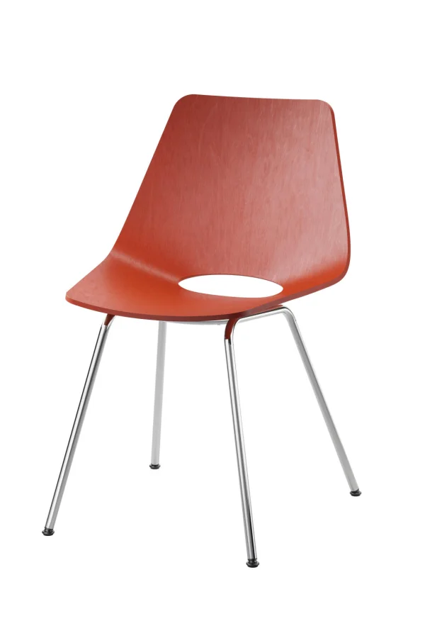 Thonet S 661 Stalen buisstoel - Beuken roestrood (TP 239) - chroom