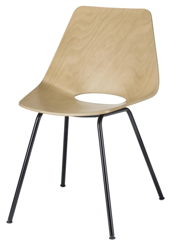 Thonet S 661 Stalen buisstoel - Blank gelakt beukenhout - diepzwart