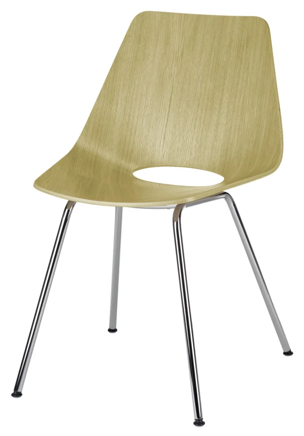 Thonet S 661 Stalen buisstoel - eiken helder gelakt - chroom