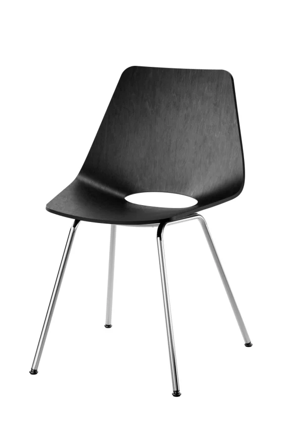 Thonet S 661 Stalen buisstoel - Eiken Zwart (TP 29) gebeitst - chroom