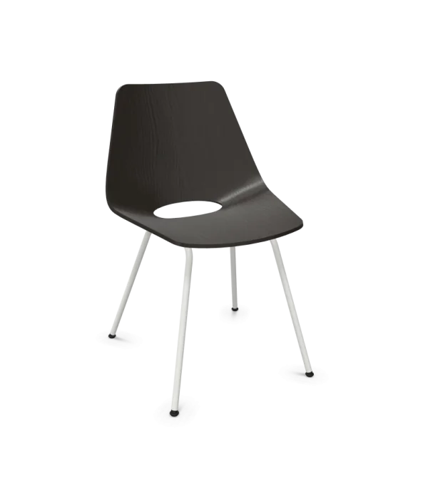 Thonet S 661 Stalen buisstoel - Eiken Zwart (TP 29) gebeitst - zuiverwit