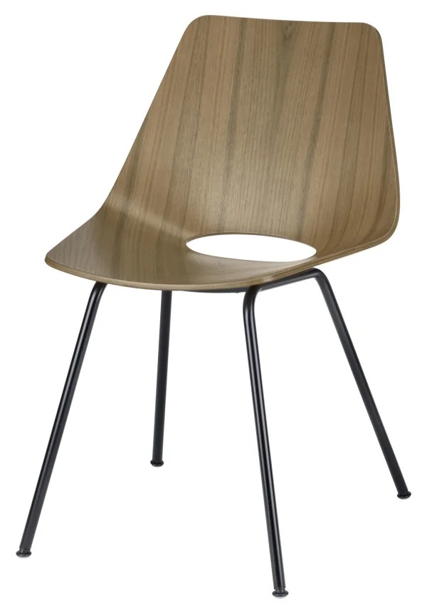 Thonet S 661 Stalen buisstoel - notenhout helder gelakt - diepzwart