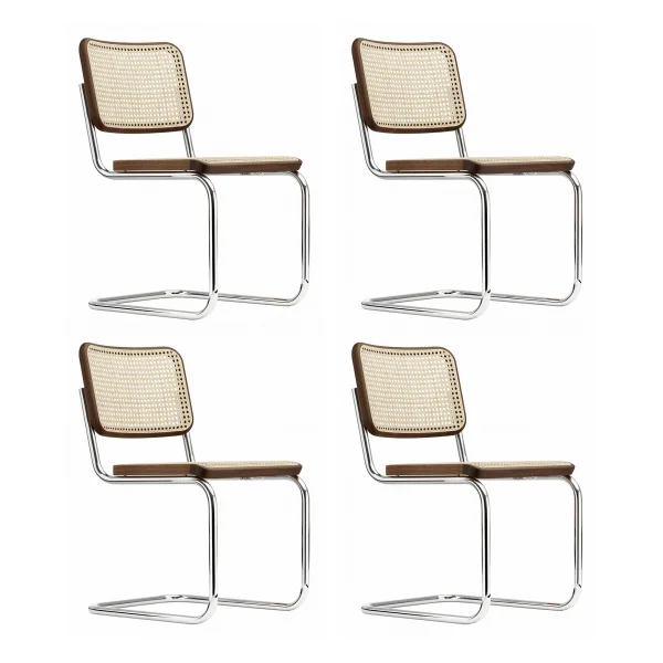 Thonet Set van 4 sledestoelen S 32 V - Beuken notenhout (TP 24) gebeitst