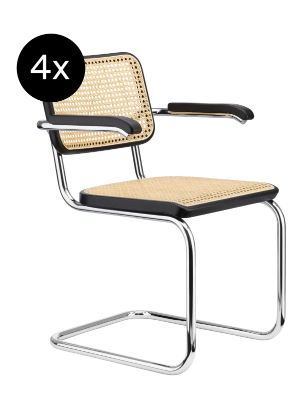Thonet Set van 4 sledestoelen S 64 V - Beuken zwart (TP 29) gebeitst