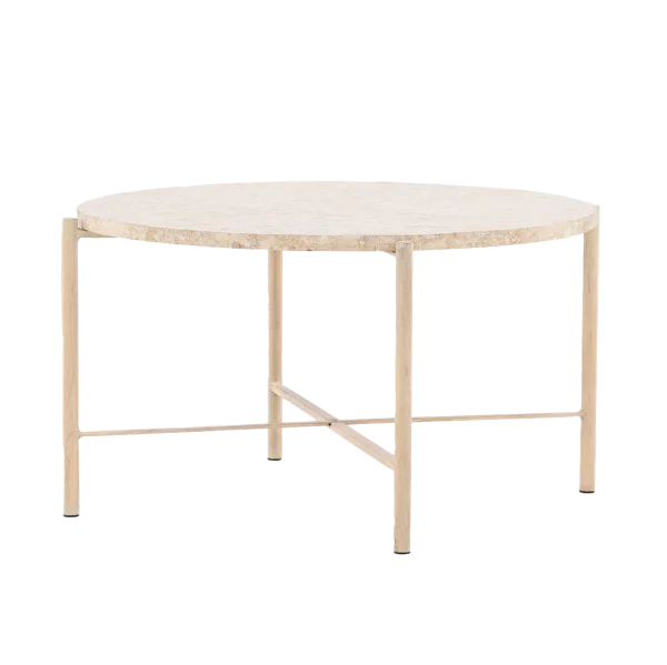 Thora ronde salontafel beige - met stenen blad - Ø 70 cm