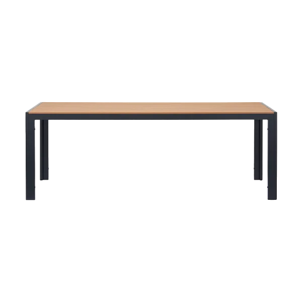Tibbe aluminium tuintafel zwart met polywood tafelblad - 205 x 90 cm